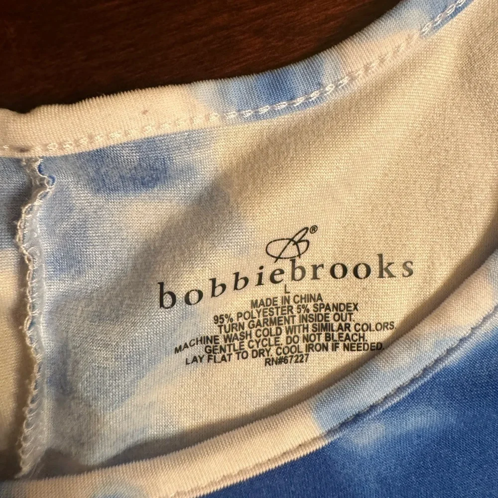 Bobbie Brooks T Shirt Dress Women’s L Blue Tie Dye Hi Low Boho Casual